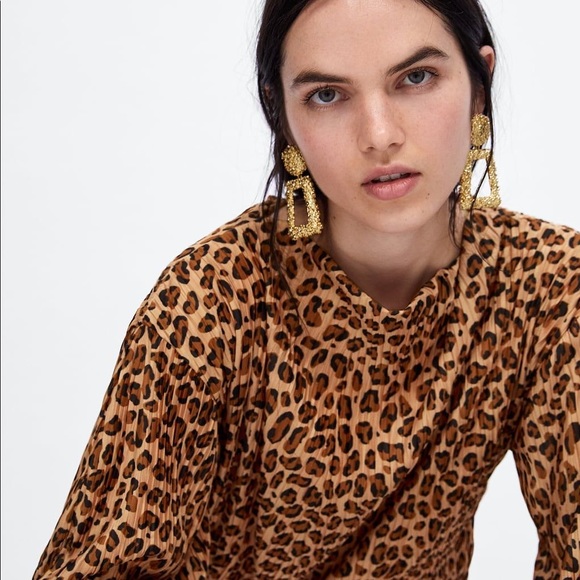 Zara | Tops | Zara Leopard Animal Print Blouse | Poshmark